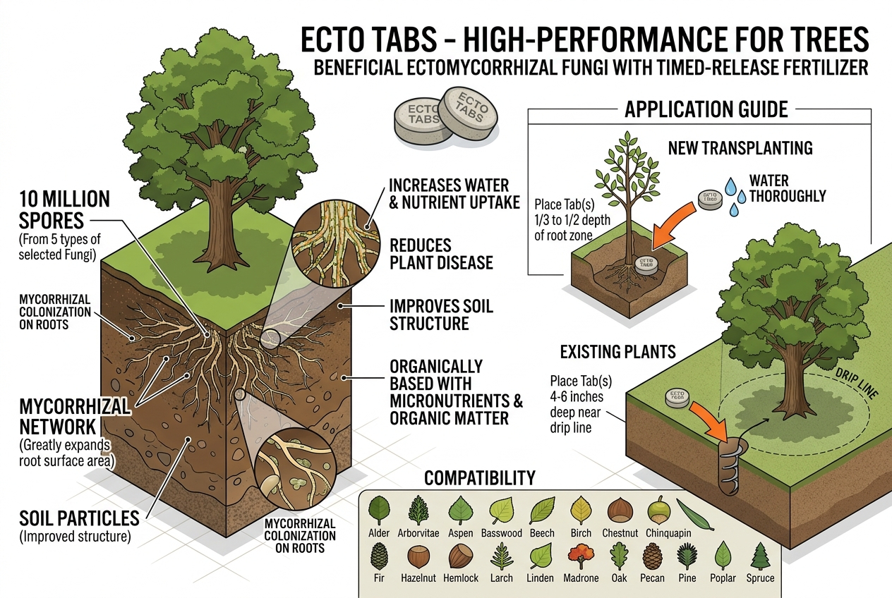1000pc Ecto Tabs Organically Based Beneficial Mycorrhizal Fungi for Trees Shrubs - Image 2