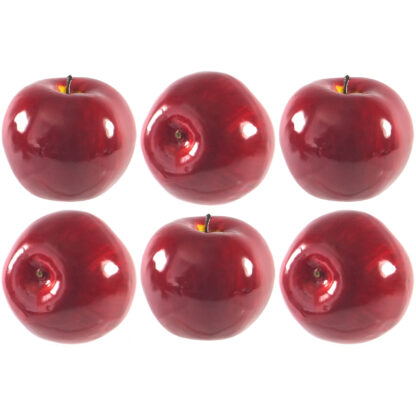 6-Pack Artificial Red Apple Round Apples Fruit Six Pieces Faux Fake Fuji Jonathan Manzana