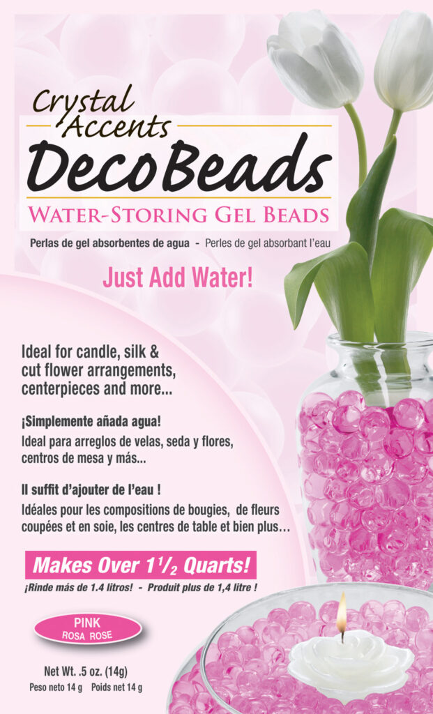 Deco Beads (Pink) 1/2 Ounce Pack Makes 6 Cups of Decorative Beads Gel Vase Filler