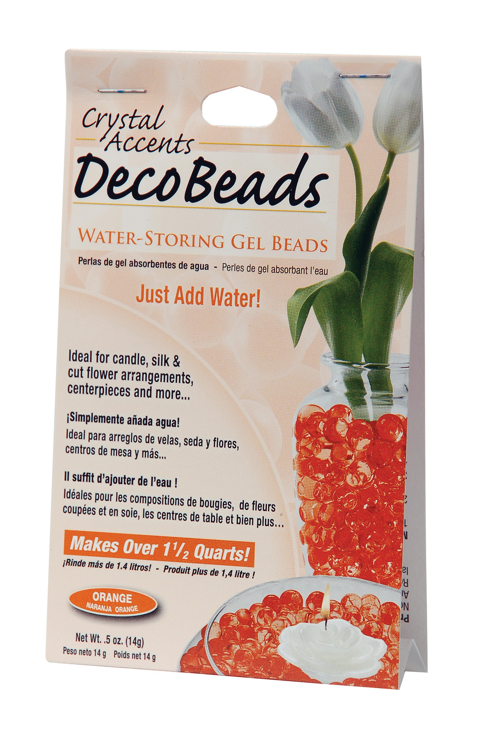 Deco Beads (Orange) 1/2 Ounce Pack Makes 6 Cups of Decorative Beads Gel Vase Filler