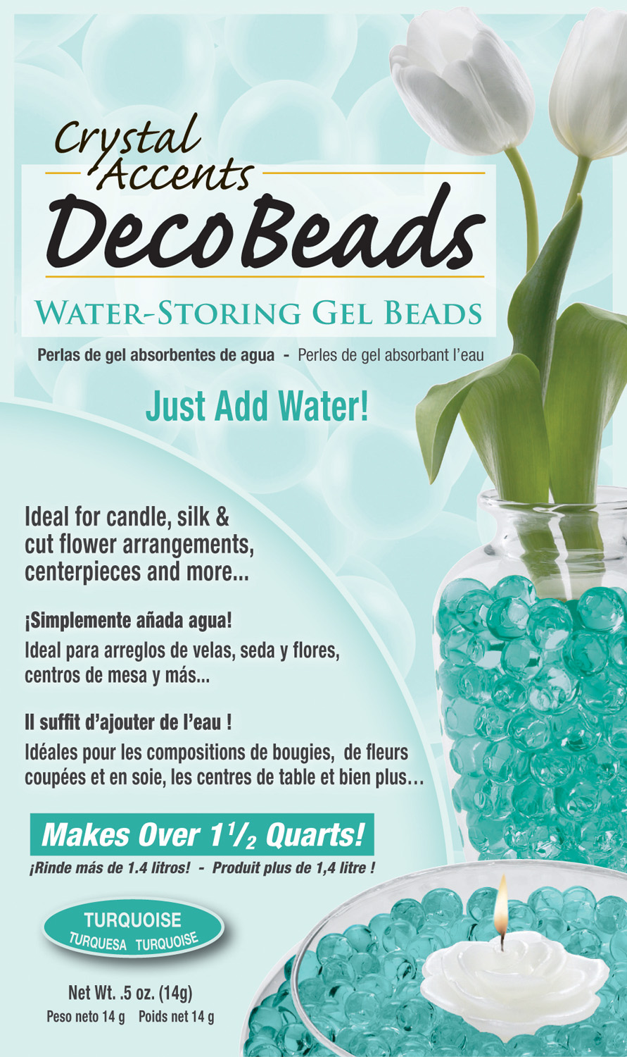 Deco Beads (Turquoise) 1/2 Ounce Pack Makes 6 Cups of Decorative Beads Gel Vase Filler