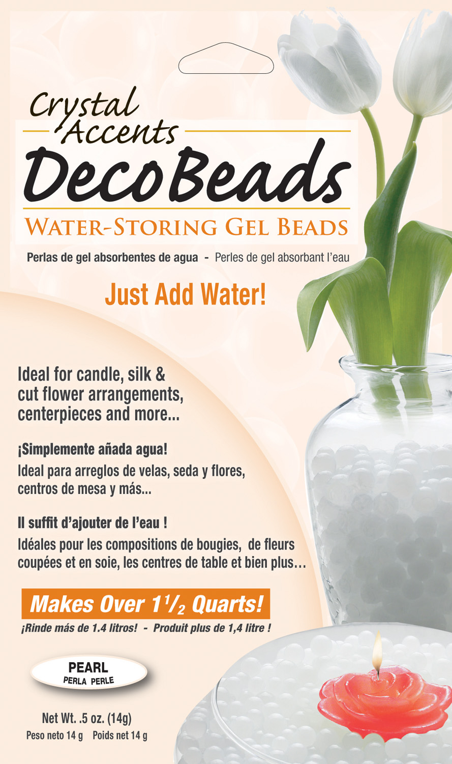 Deco Beads (White) 1/2 Ounce Pack Makes 6 Cups of Decorative Beads Gel Vase Filler