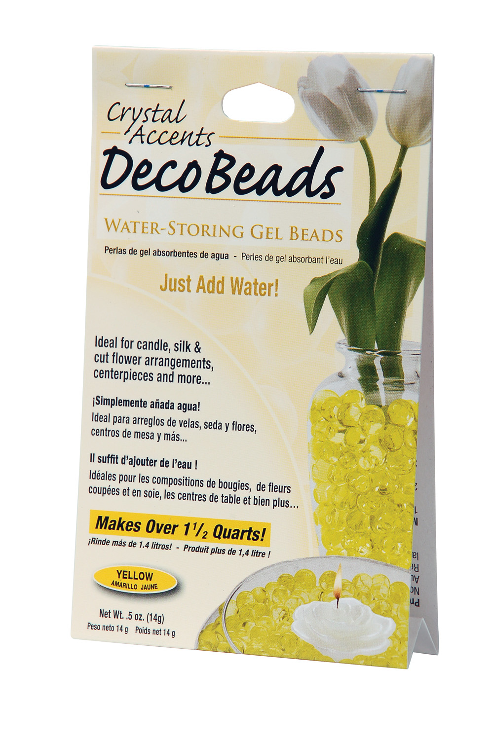 Deco Beads (Yellow) 1/2 Ounce Pack Makes 6 Cups of Decorative Beads Gel Vase Filler